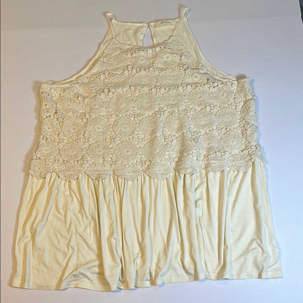 Beautiful Soul Boho Sleeveless Elegant Cream Color Embroidered Women's Top Sz B